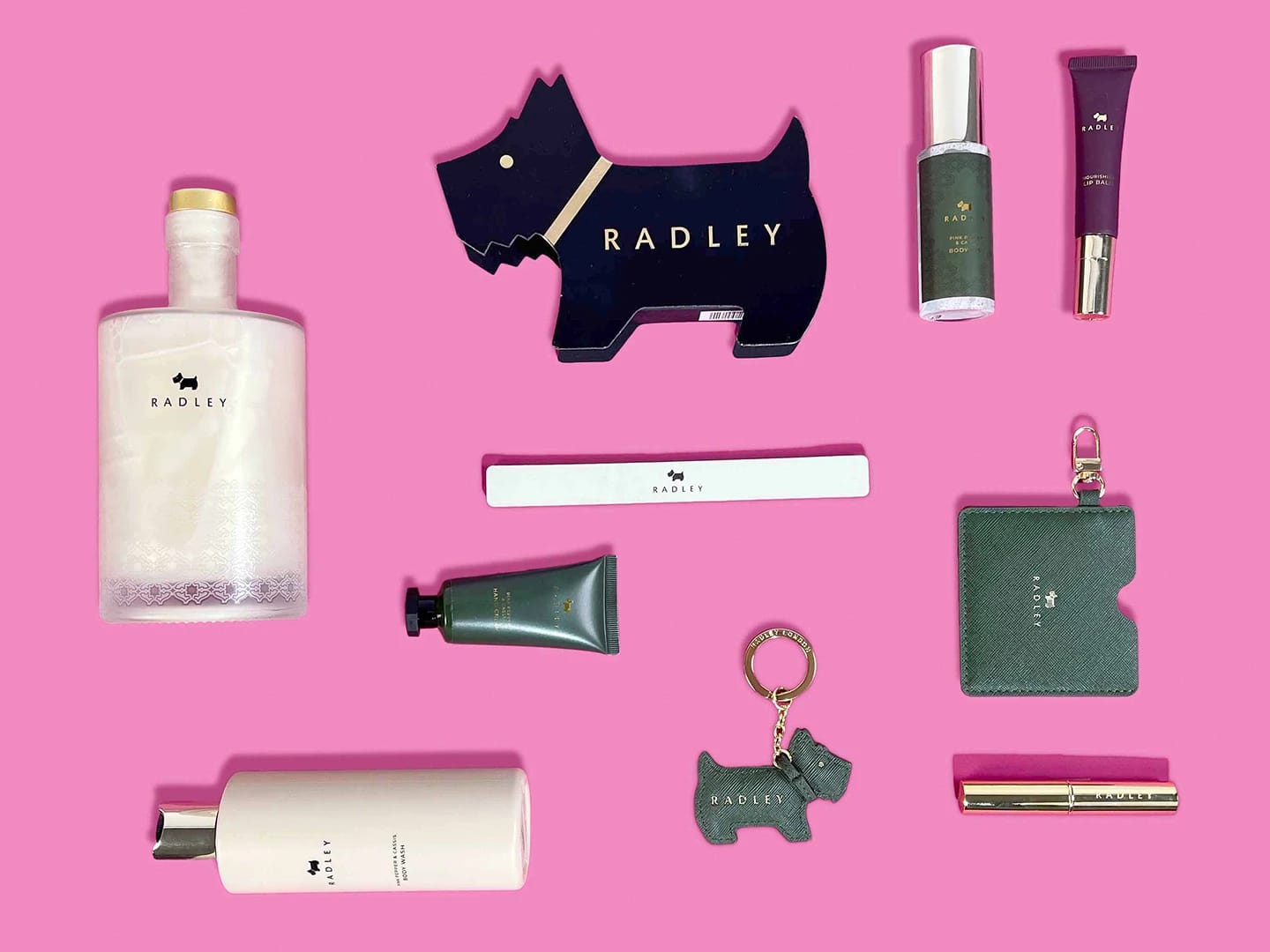 A vibrant flat lay featuring various products from SLG brands, showcasing a diverse selection of lifestyle and beauty products